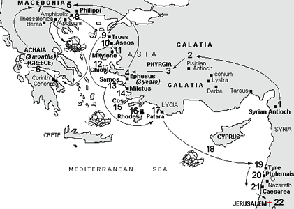 Journeys of St. Paul, St. Paul Map